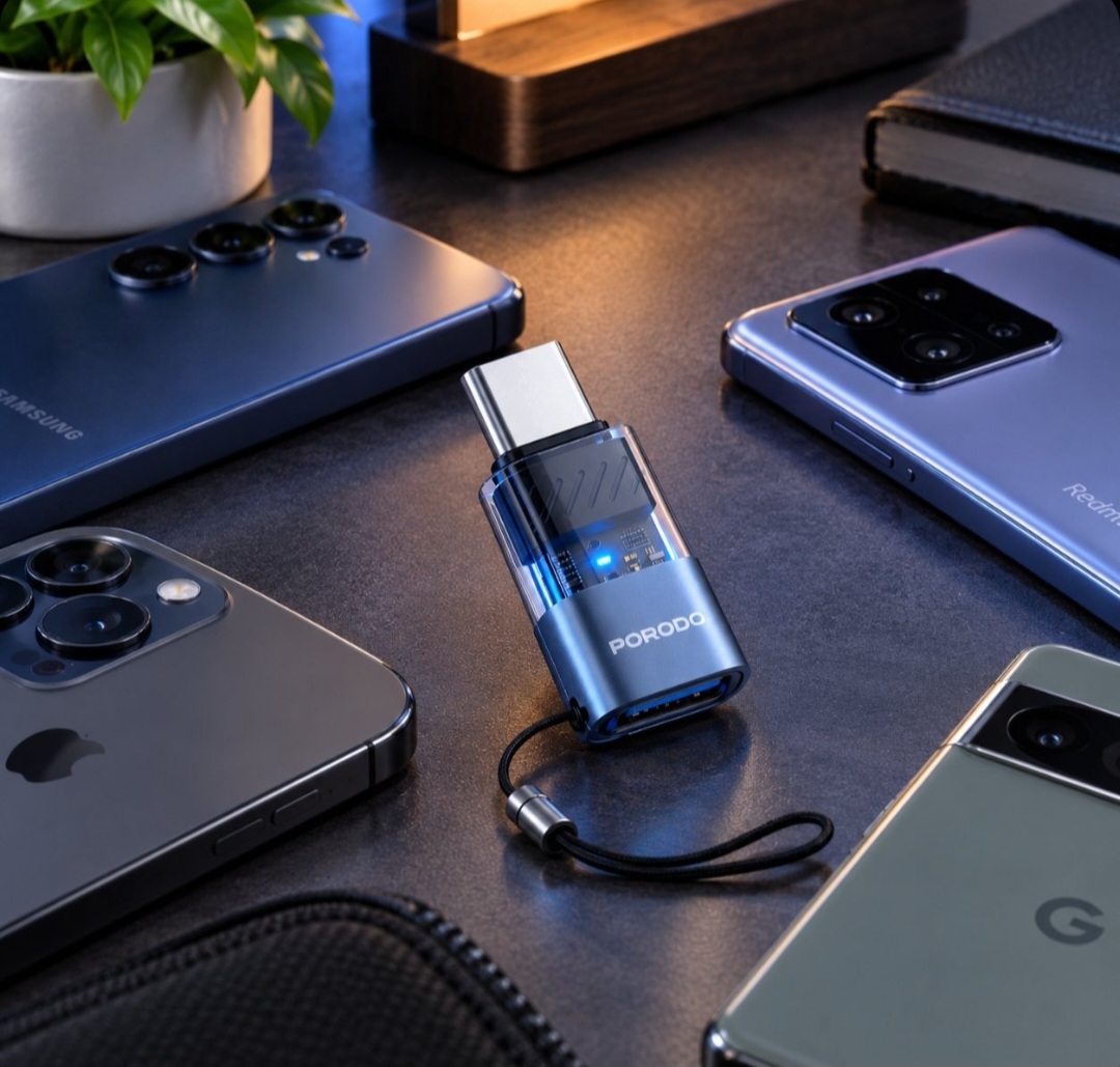 مبدل OTG لایتنینگ به تایپ سی Porodo  ( Lightning to USB_ C )مدل PDLTOC50GY